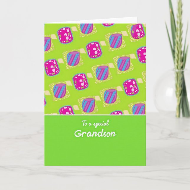 Cartão Geometric Pattern Grandson Card (Frente)