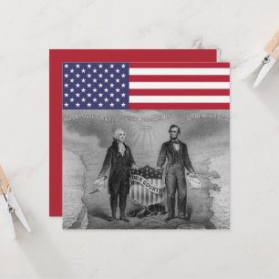 Cartão George Washington Abraham Lincoln American Flag