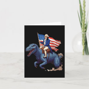 Cartão George Washington Engraçado Montando um Tyrannosau
