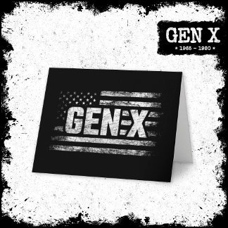 Cartão Geração X Gen Xer Gen X American Flag Gen X