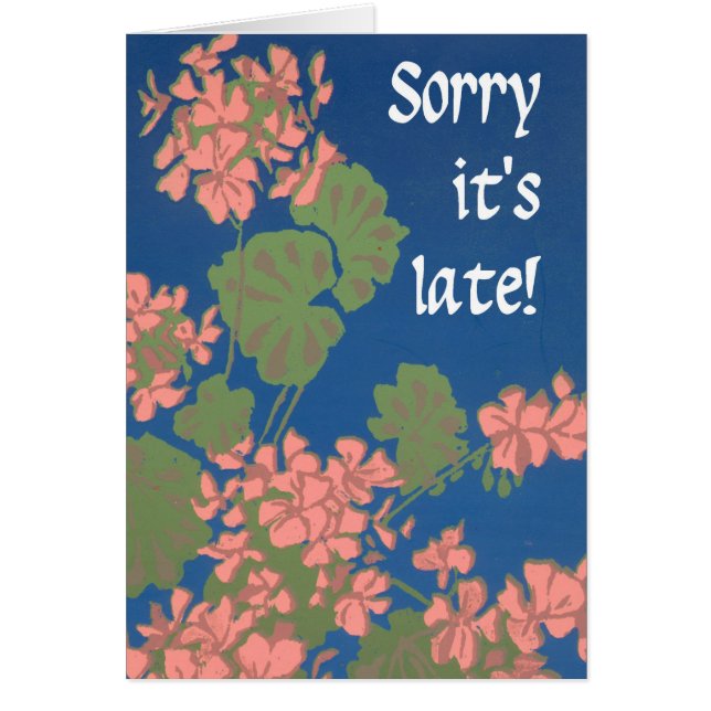 Cartão Gerânios cor-de-rosa salmões em azul profundo, ama (Frente)