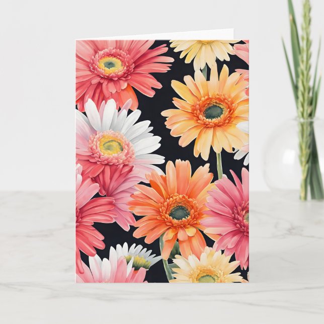 Cartão Gerbera Daisy - Flores aquarela (Frente)