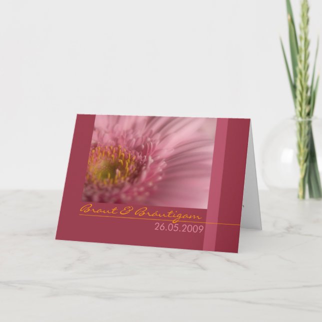 Cartão Gerbera de Rosa • Hochzeitseinladung (Frente)