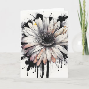 Cartão Gerbera margarida - Flores de aquarela