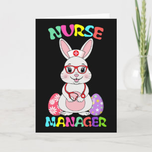 Cartão Gerente de Enfermagem Bunny Stethoscope Dia de Pás