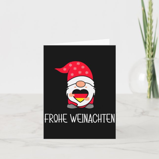 Cartão German Christmas Gnome Frohe Weinachten  (Frente)