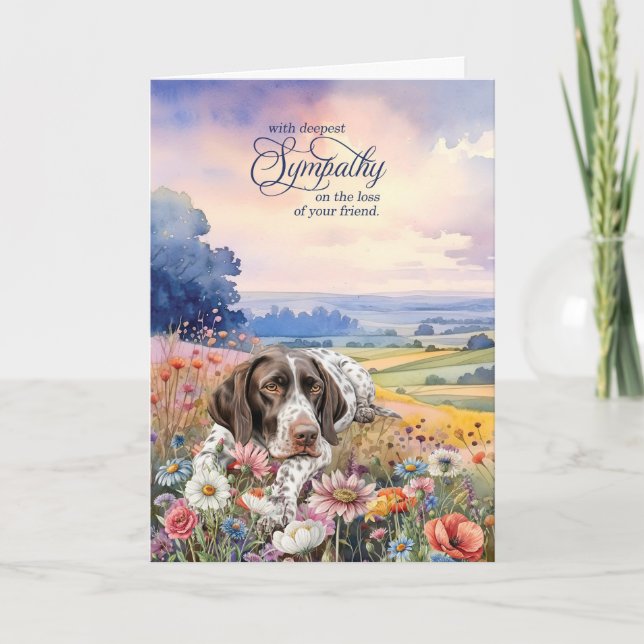 Cartão German Pointer Field of Wildflowers Pet Sympathy (Frente)