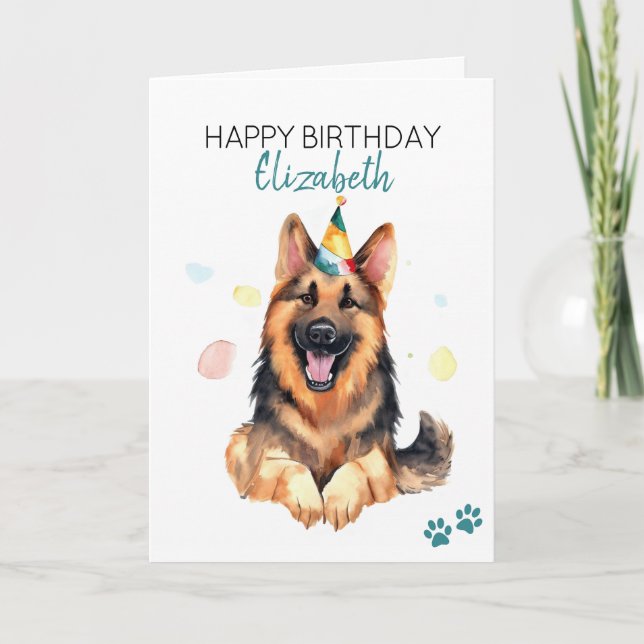 Cartão German shepherd Cão Personalizado Feliz Aniversári (Frente)
