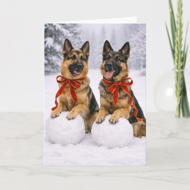 Cartão German Shepherd Christmas Card (Frente)
