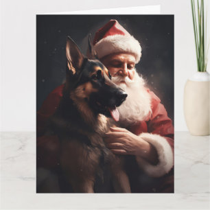 Cartão German shepherd com Papai Noel Natal Festivo