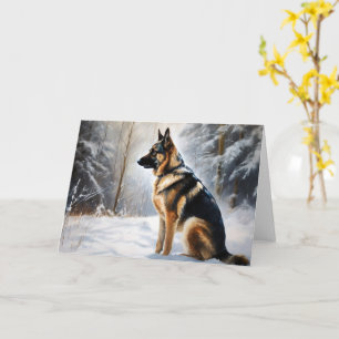 Cartão German shepherd Deixar nevar no Natal