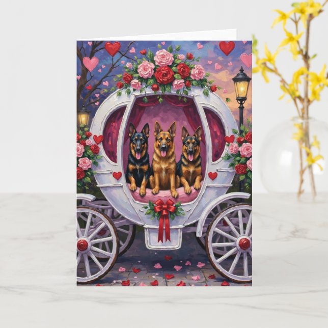 Cartão German Shepherd Dog Valentine's Day  (Flor Amarela)