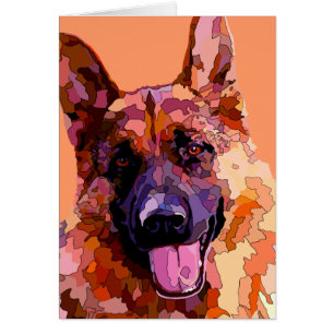 Cartão German shepherd em cores brilhantes