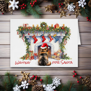 Cartão German shepherd espera por Papais noeis Lareiras d