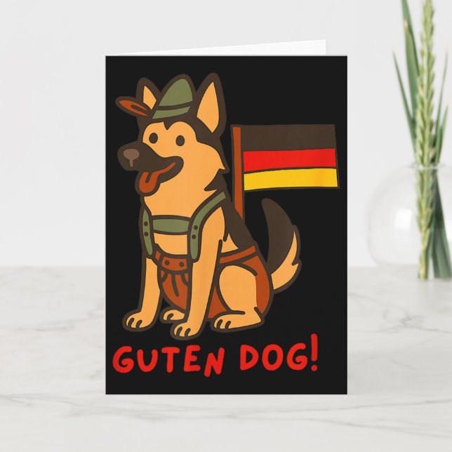 Cartão German Shepherd Funny Beer Festival Guten Dog  (Frente)