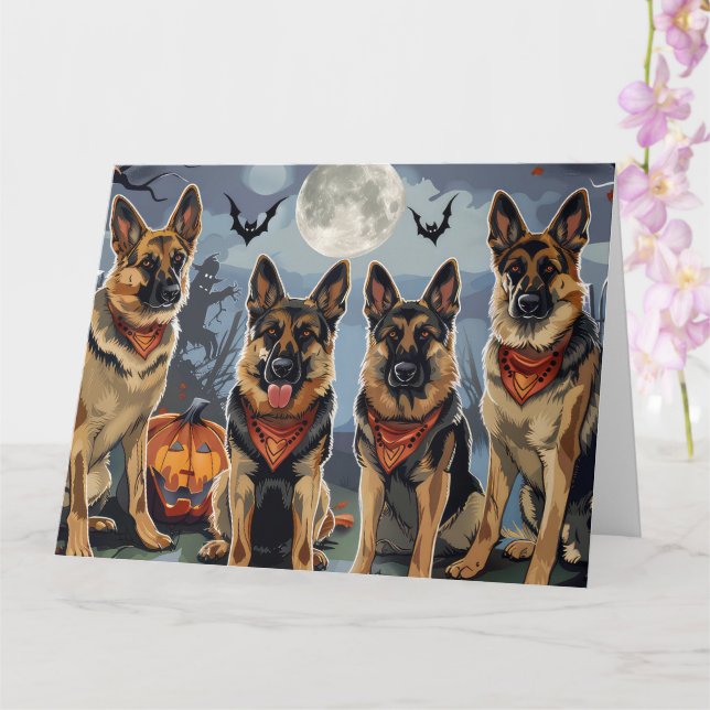 Cartão German shepherd Halloween Spooky (Orquídea)