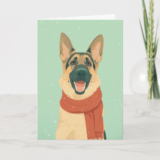 Cartão German Shepherd Holiday Greeting (Frente)