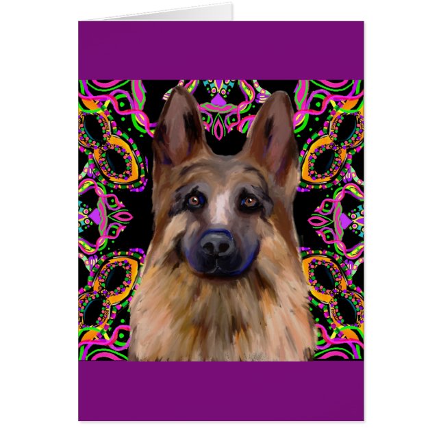 Cartão German shepherd Mardi Gras (Frente)