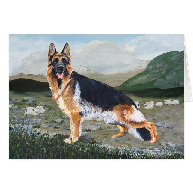 Cartão German shepherd no trabalho (Frente Horizontal)