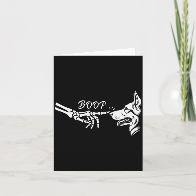 Cartão German Shepherd Skeleton Hand Boop Halloween Pet W (Frente)