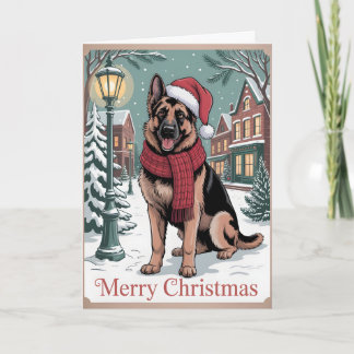 Cartão German Shepherd vintage Christmas
