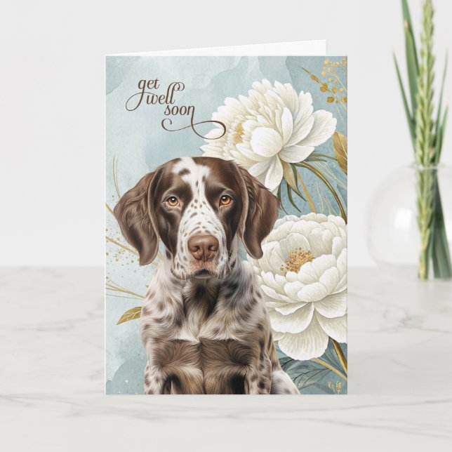 Cartão German Shorthair Pointer Dog Magnolias Get Well (Frente)