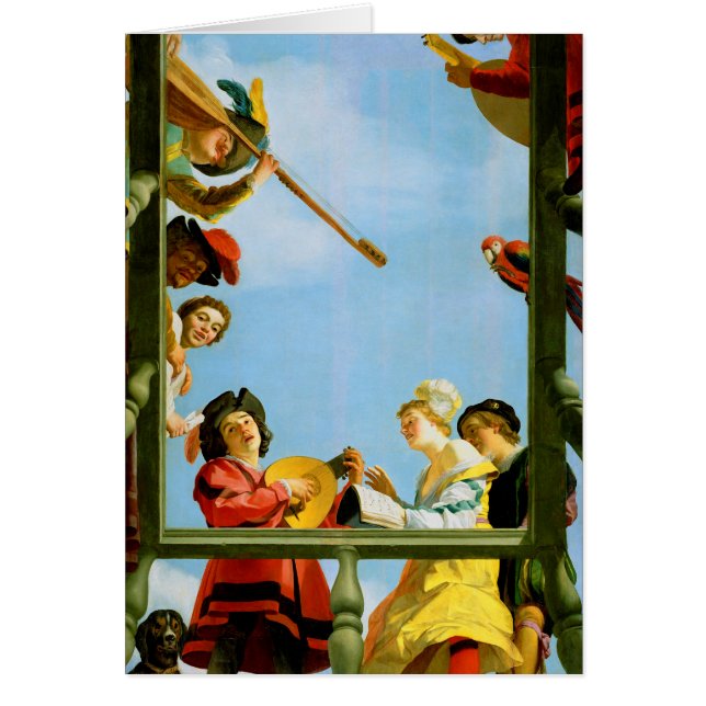 Cartão Gerrit Van Honthorst Musical Group Balcony Art (Frente)