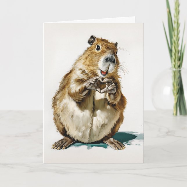 Cartão Gesto de Amor de Capivara Fofa (Frente)