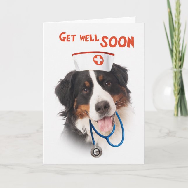 Cartão Get well card with dog with a nurse outfit (Frente)