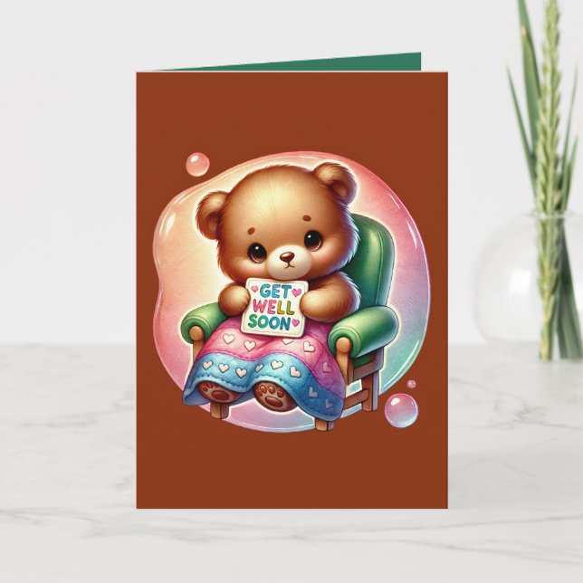 Cartão Get well soon bear add message  (Frente)