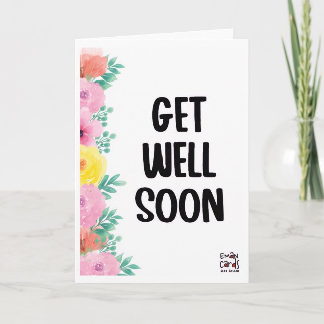 Cartão Get Well Soon - Colorful Flowers (Frente)