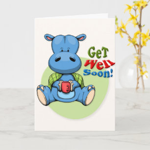 Cartão Get Well Soon Cute Hippo Greeting Card