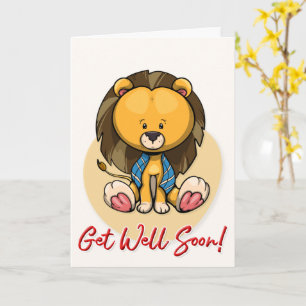 Cartão Get Well Soon Cute Lion Greeting Card
