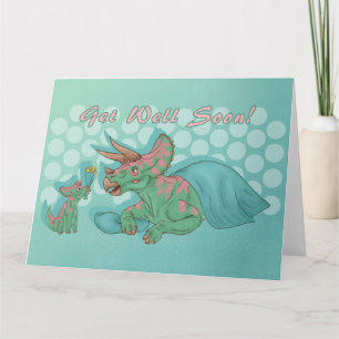 Cartão Get Well Soon Triceratops Big