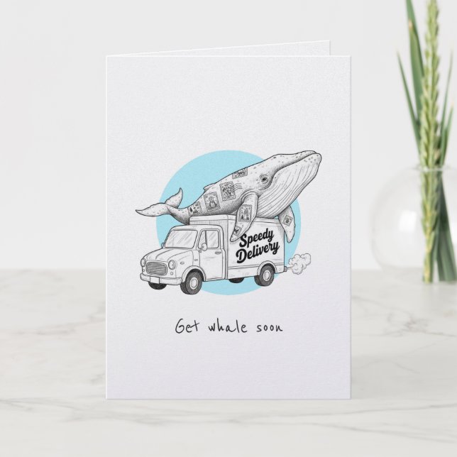Cartão Get whale soon get well soon punny funny card (Frente)