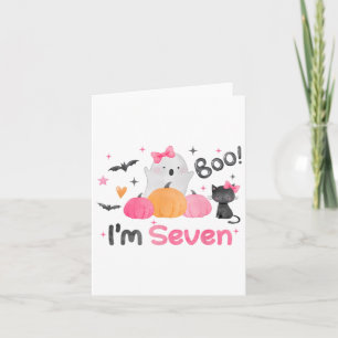 Cartão Ghost Boo, tenho 7 anos, crianças de Halloween 7