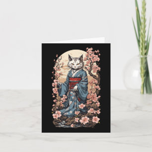 Cartão Ghost Cat Com Kimono Japonês Yokai Folklore Desi