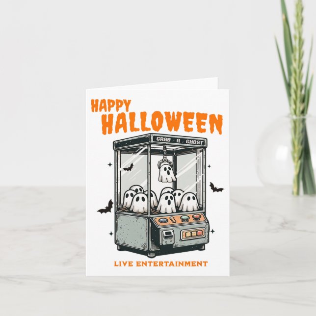 Cartão Ghost Claw Game Happy Halloween (Frente)