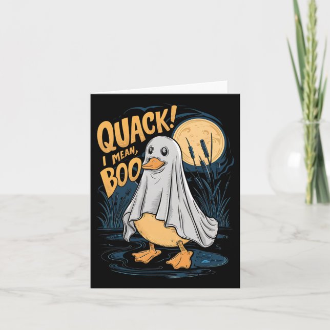 Cartão Ghost Costume Cute Duck Quack I Quer Dizer Boo Spo (Frente)