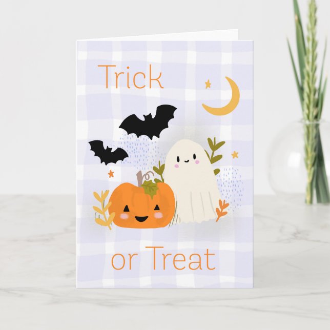 Cartão Ghost e Abóbora Bonitos durante a queda de Hallowe (Frente)