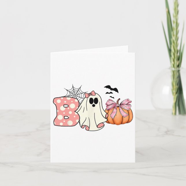 Cartão Ghost Floral Boo Halloween Boy Ghost Spo (Frente)