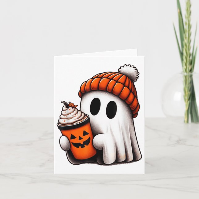 Cartão Ghost Ghost Coffee Halloween Ghost Ice Cof (Frente)