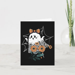 Cartão Ghost Ghost Dançando Bonito Retro Halloween Menina