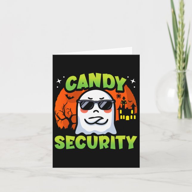 Cartão Ghost Kids Bonitos no Halloween - Candy Security - (Frente)