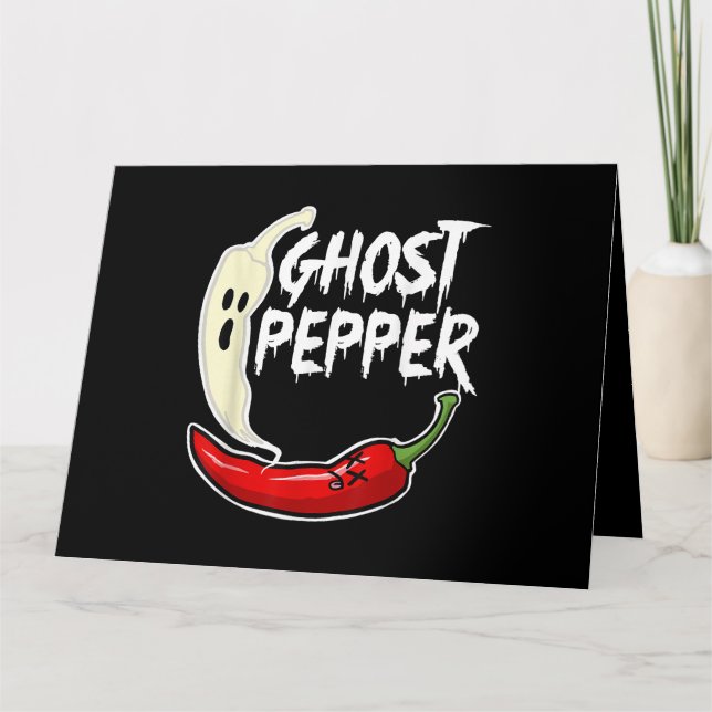 Cartão Ghost Pepper Funny Spicy Hot Halloween Peppe (Frente)