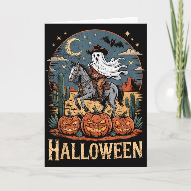 Cartão Ghost Riding Horse Halloween Season  (Frente)