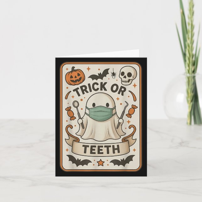 Cartão Ghost Trick Ou Teeth Dental Tarot Card Halloween D (Frente)