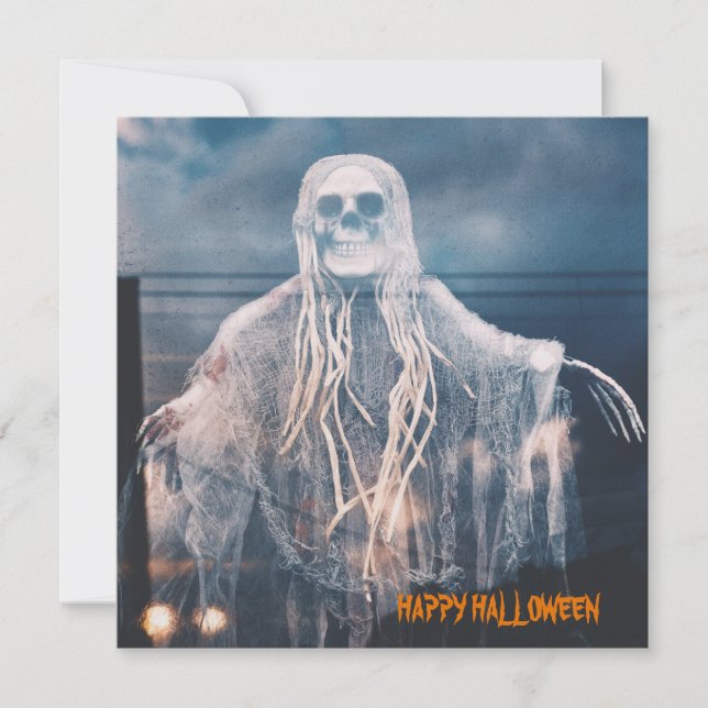 Cartão Ghost Wish Happy Halloween Personalizado (Frente)