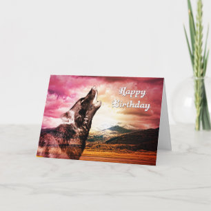 Cartão Ghost wolf howling birthday card
