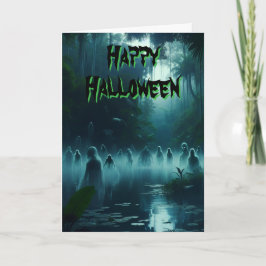 Cartão Ghouls No Maldito Pântano Na Noite De Halloween